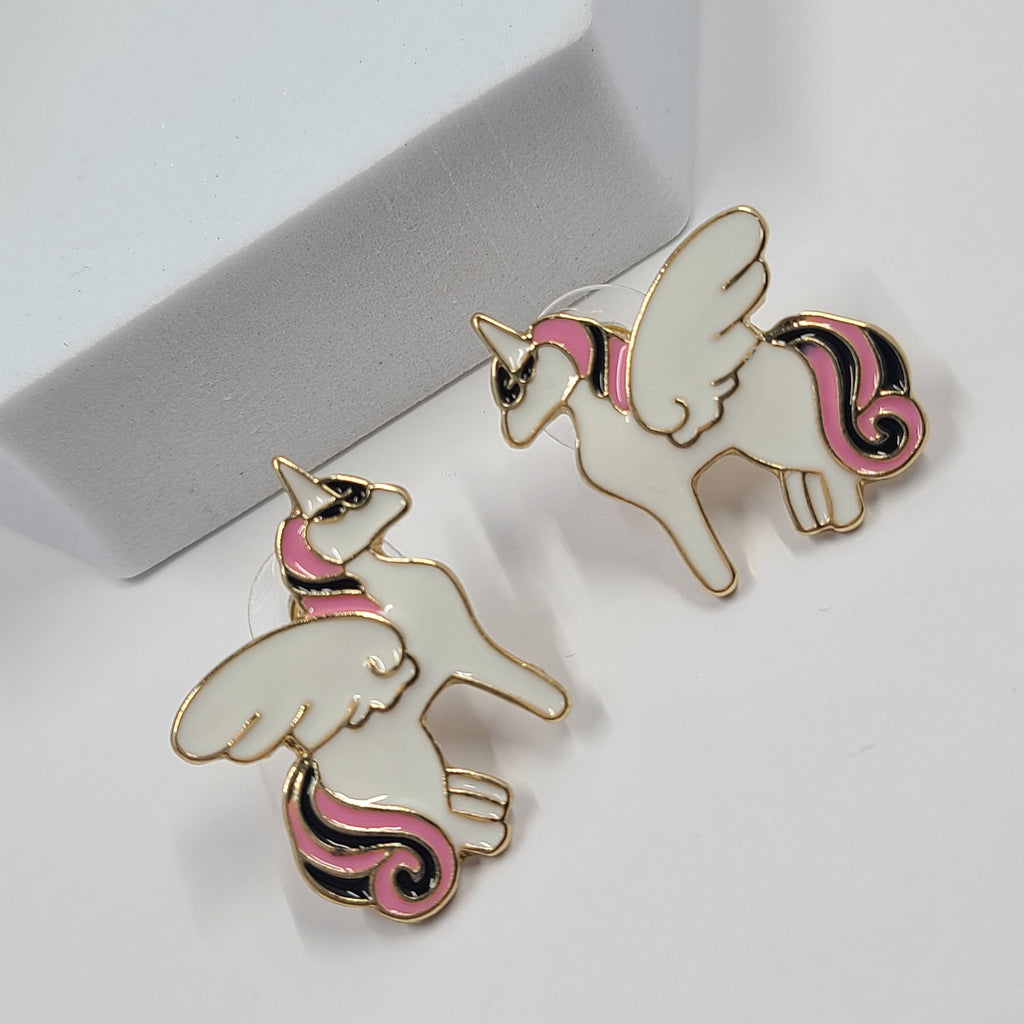 1" Small Dainty Girls Kids Teen Fantasy Winged Unicorn Stud Earrings Gifts Christmas Birthday