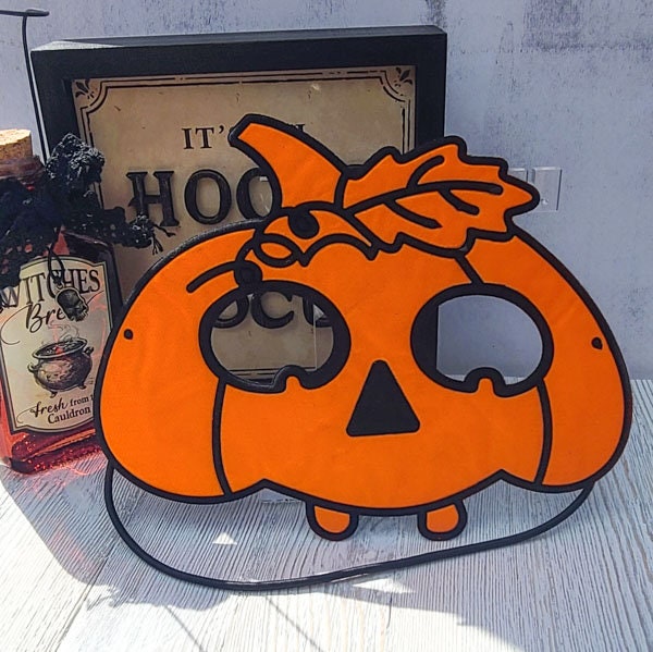 Orange Pumpkin Shimmery Felt Halloween Costume Party Kids Carnival Dress Up Mask