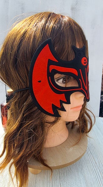 Red Bat Shimmery Felt Halloween Costume Party Kids Carnival Dress Up Mask
