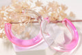 Translucent Gradient Clear Pink Retro Statement Chunky Lucite Ombre Hoop Earrings
