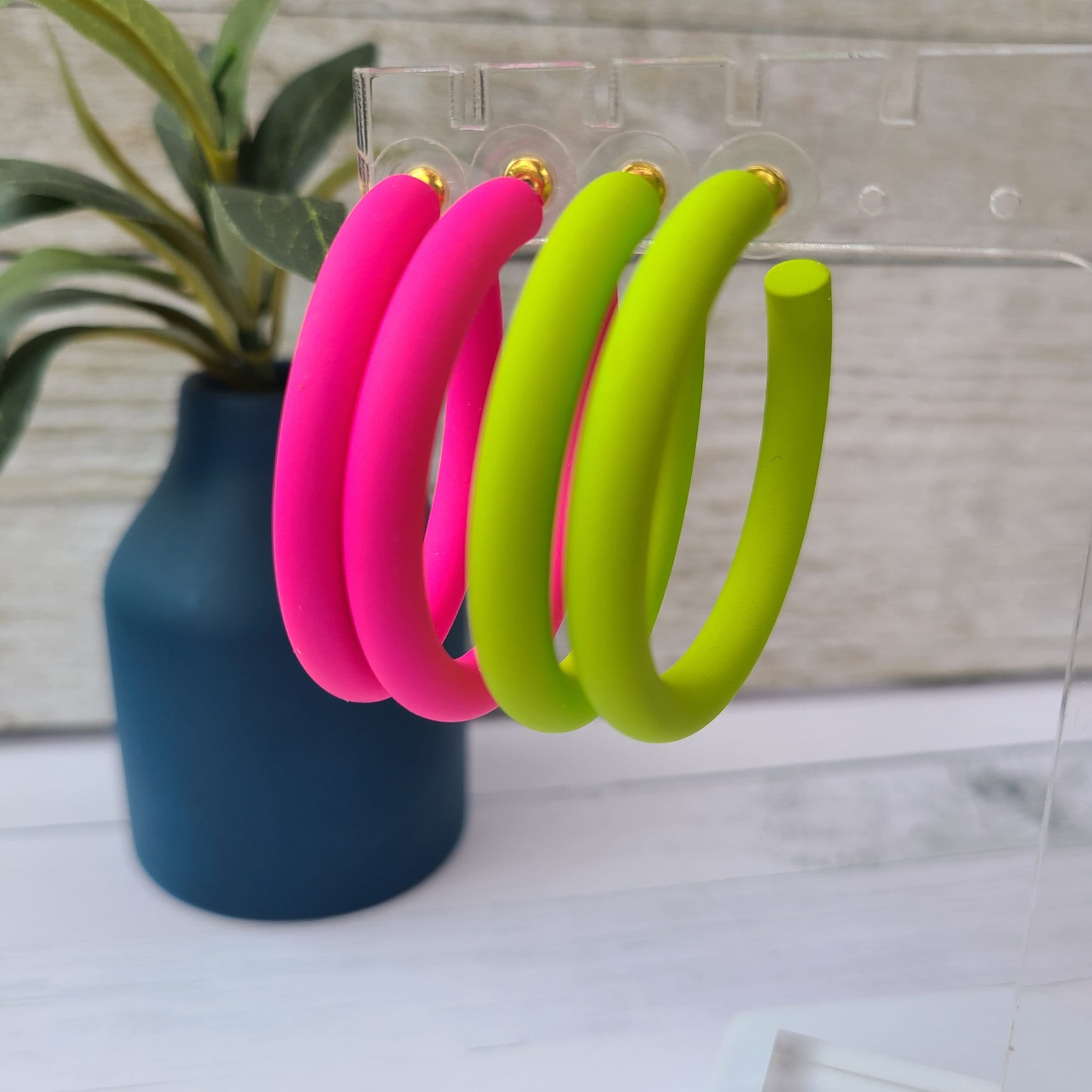 Summer Statement Boho Retro 70's 80's Smooth Matte Tube Metal Hoop Earrings