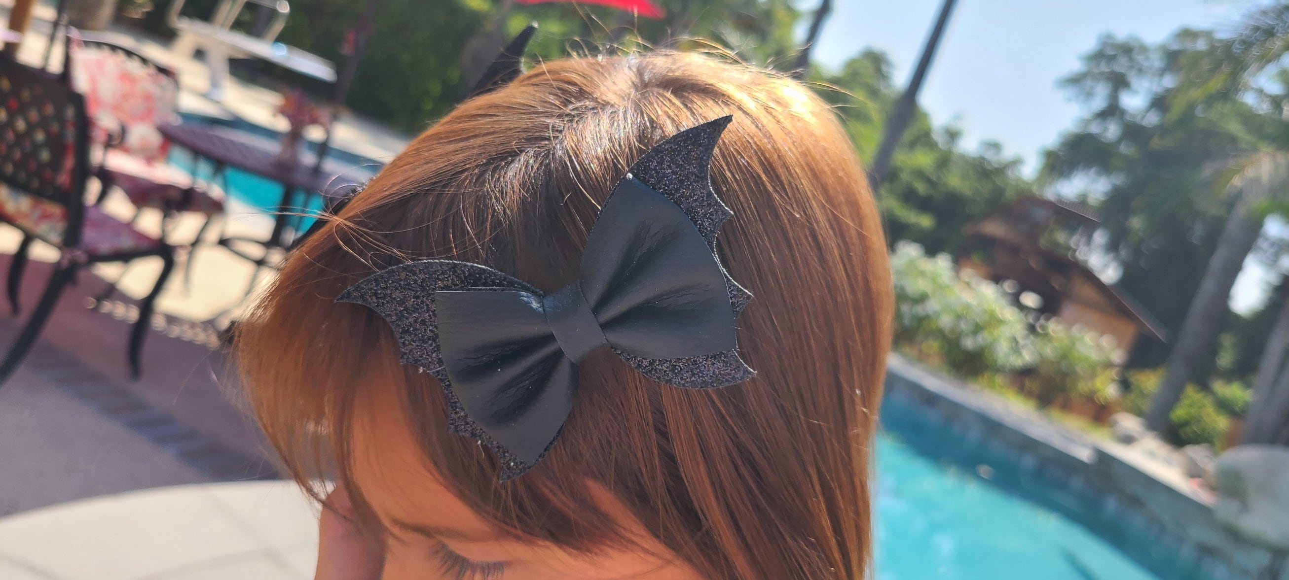 Emo Goth Punk Black Glitter Bat Wing Shape Halloween Bow Hair Barrette Set Girls Women Holiday Hair Accessory Hair Clip