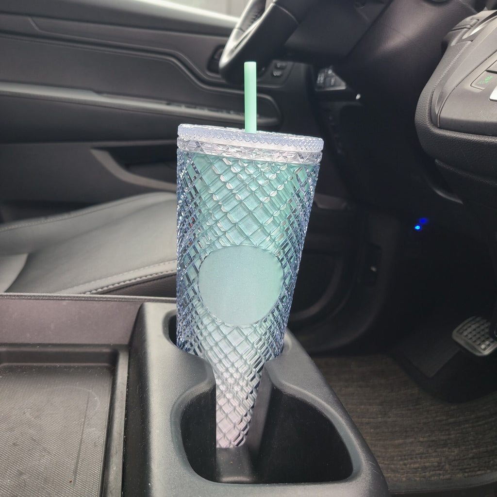 24oz Mint Shimmery Diamond Grid Studded Textured To Go Travel Tumbler Cup Blank Center Circle with Lid and Straw BPA Free
