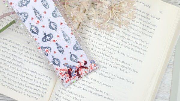 Double Side Print Christmas Theme Glitter & Sequin Shaker Bookmark Book Lovers Stocking Stuffer Gifts Kids