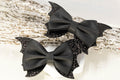Emo Goth Punk Black Glitter Bat Wing Shape Halloween Bow Hair Barrette Set Girls Women Holiday Hair Accessory Hair Clip