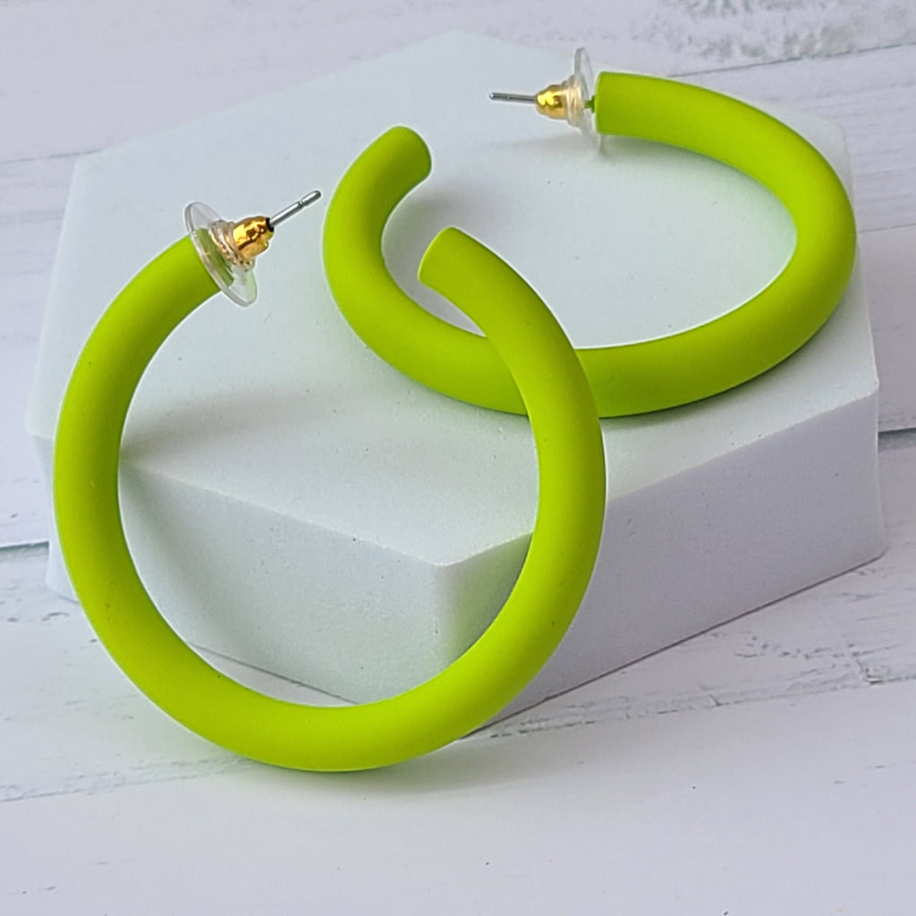 Summer Statement Boho Retro 70's 80's Smooth Matte Tube Metal Hoop Earrings