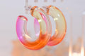 Translucent Gradient Amber Orange Pink Boho Semi Chunky Lucite Ombre Jelly 1.5" Hoop Earrings