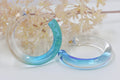 Translucent Gradient Clear & Light Blue Retro Boho Statement Chunky Lucite Ombre Hoop Earrings Fun Earrings Costume Accessories Womens Hoops