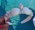 Handmade Seashell Bridal Headband: Pearl & Rhinestone Boho Wedding