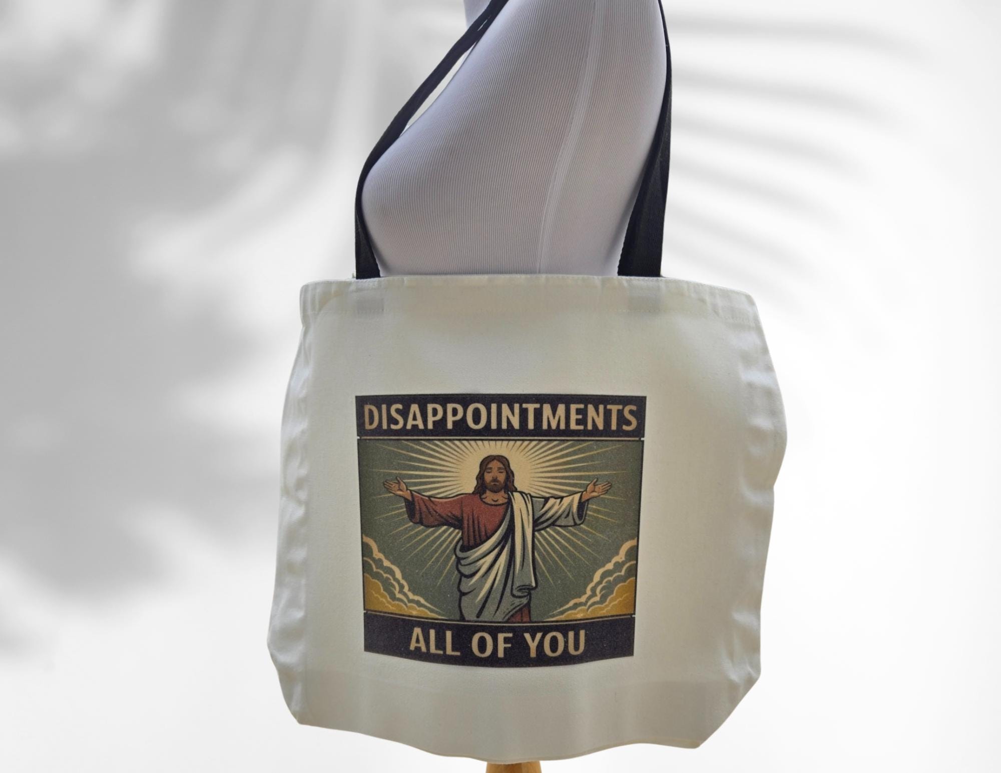 Disappointments All Of You Funny Jesus Religious Humor Canvas Large Tote Bag, Grocery Bag, Funny Meme Bag, Shopping Bag, Gifts