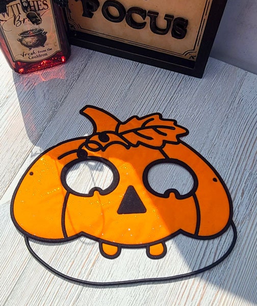 Orange Pumpkin Shimmery Felt Halloween Costume Party Kids Carnival Dress Up Mask