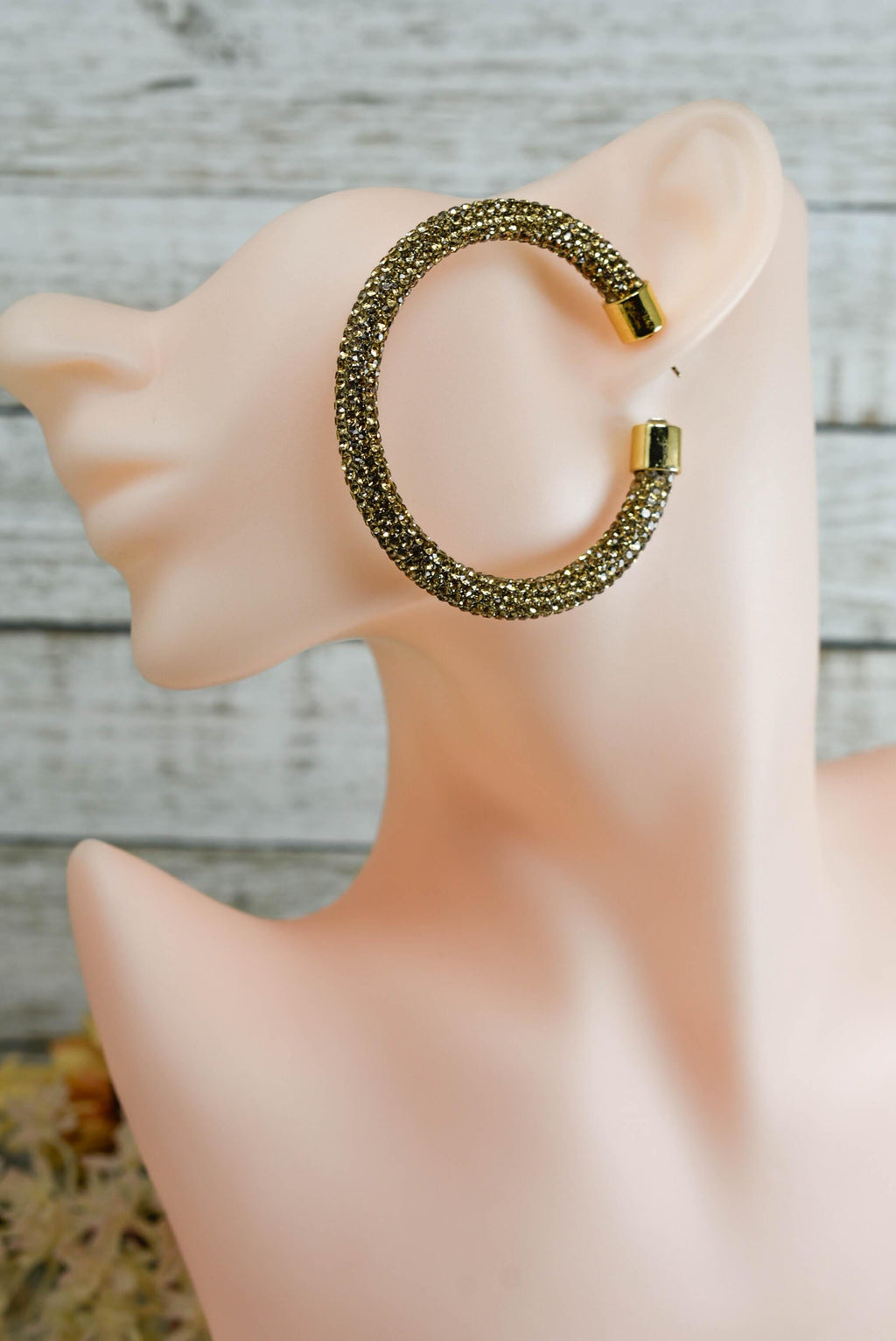 2.5" Ladies Bohemian Topaz Rhinestone Sparkle Wrap Pave Open Hoop Earrings Stone Accent Women Party Night Out