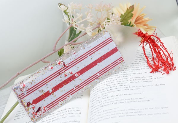 Double Side Print Christmas Theme Glitter & Sequin Shaker Bookmark Book Lovers Stocking Stuffer Gifts Kids