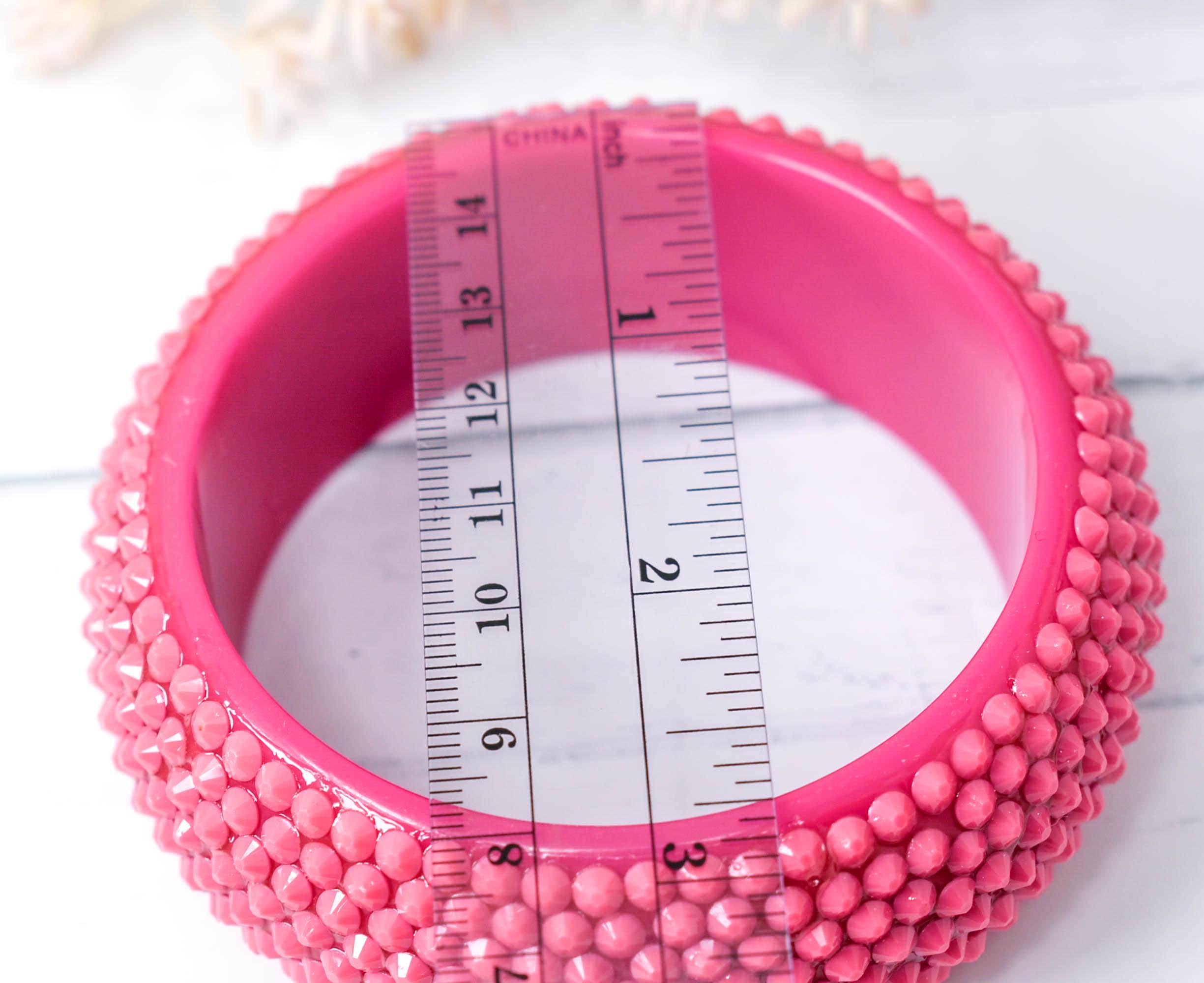 Retro Neon Pink Chunky Rhinestone Embellished Summer Bangle Bracelet