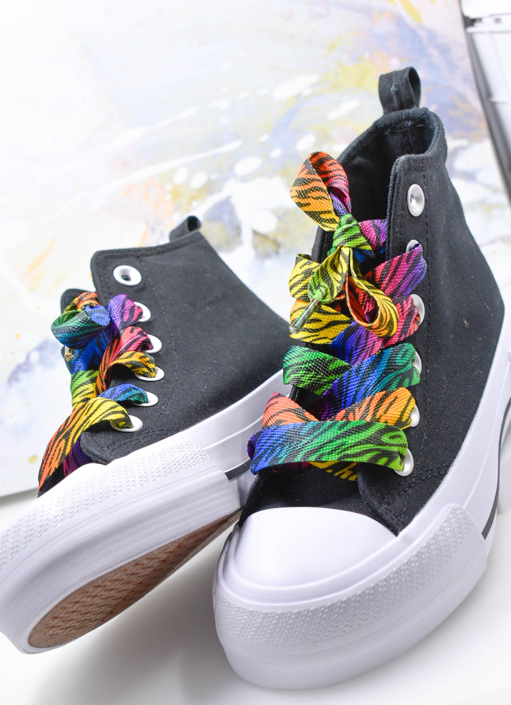 Fun Multicolor Zebra Animal Print Safari Style 14MM Shoelace Pair