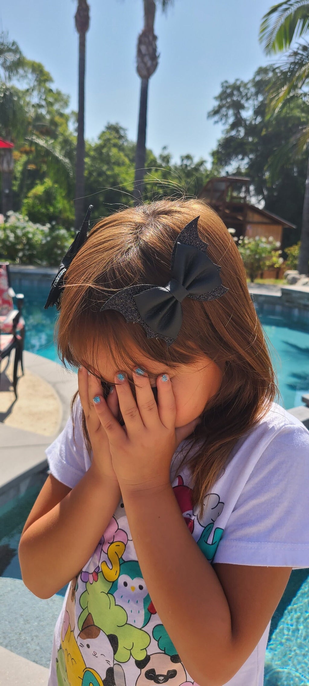 Emo Goth Punk Black Glitter Bat Wing Shape Halloween Bow Hair Barrette Set Girls Women Holiday Hair Accessory Hair Clip