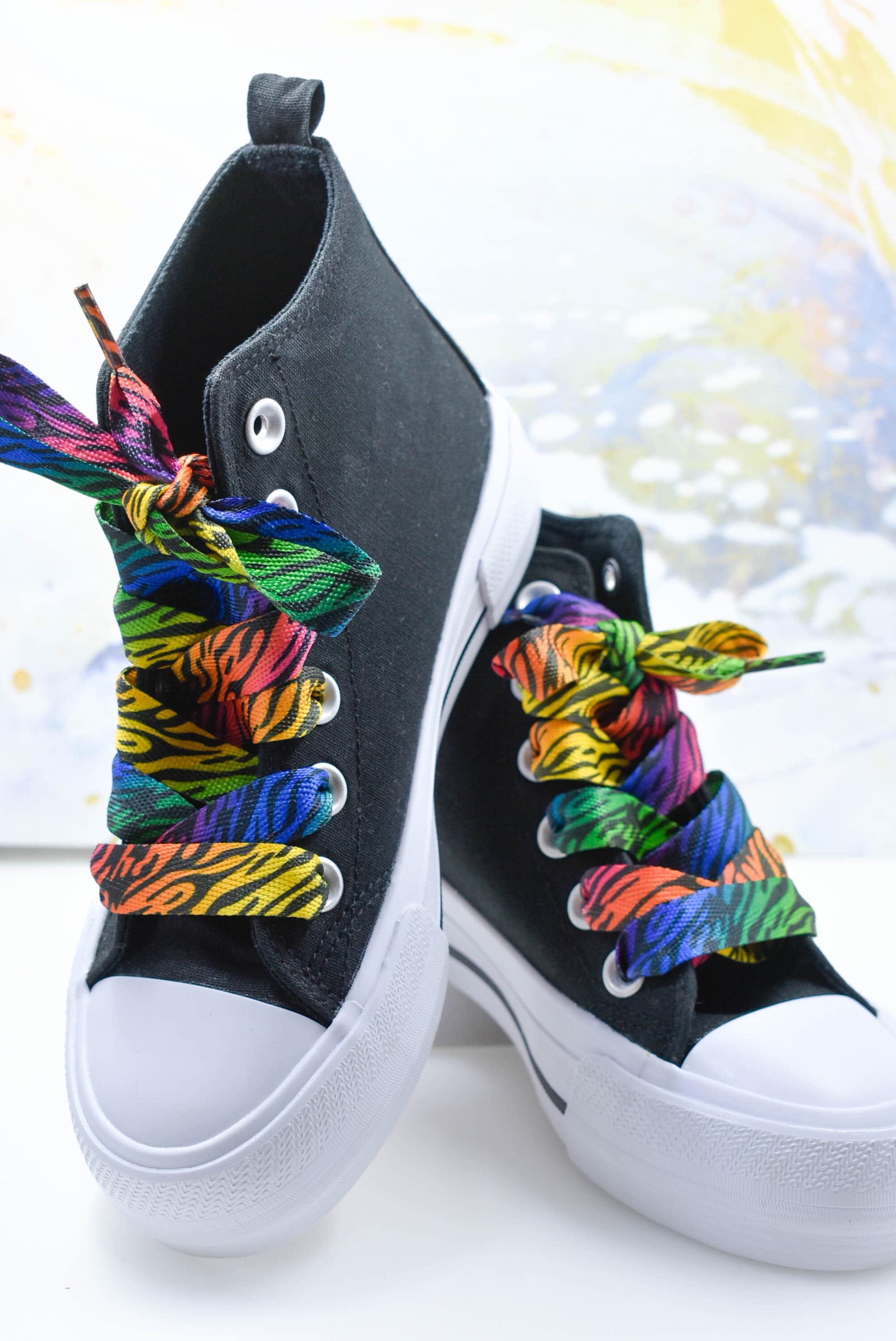 Fun Multicolor Zebra Animal Print Safari Style 14MM Shoelace Pair