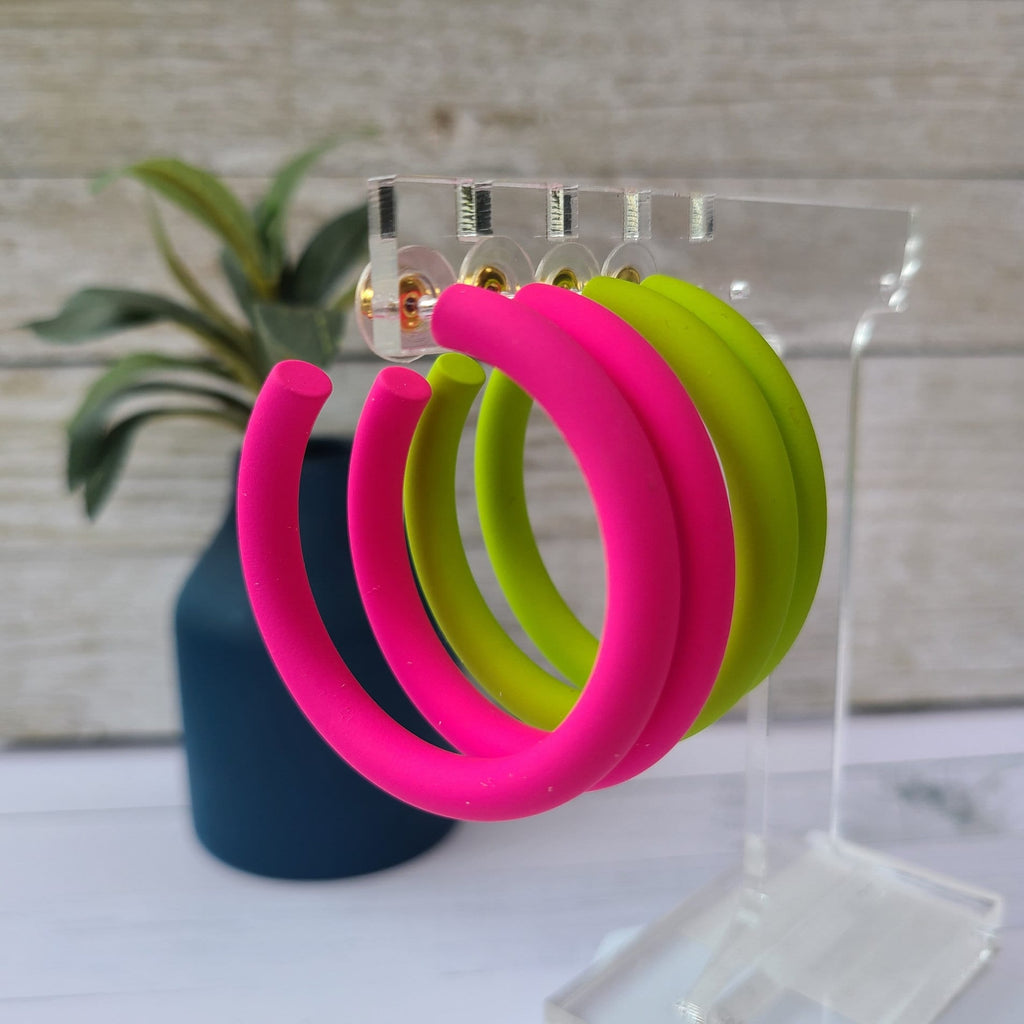 Summer Statement Boho Retro 70's 80's Smooth Matte Tube Metal Hoop Earrings