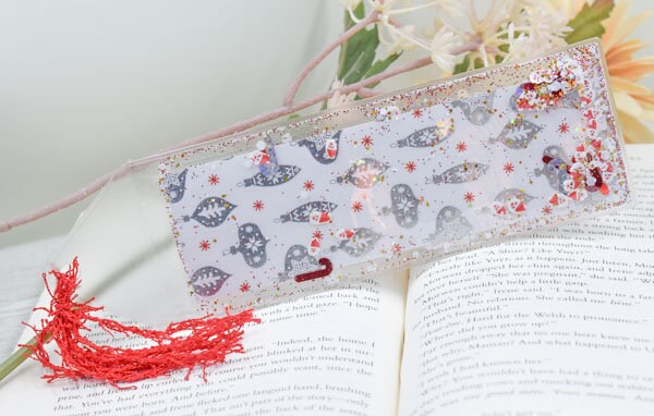 Double Side Print Christmas Theme Glitter & Sequin Shaker Bookmark Book Lovers Stocking Stuffer Gifts Kids