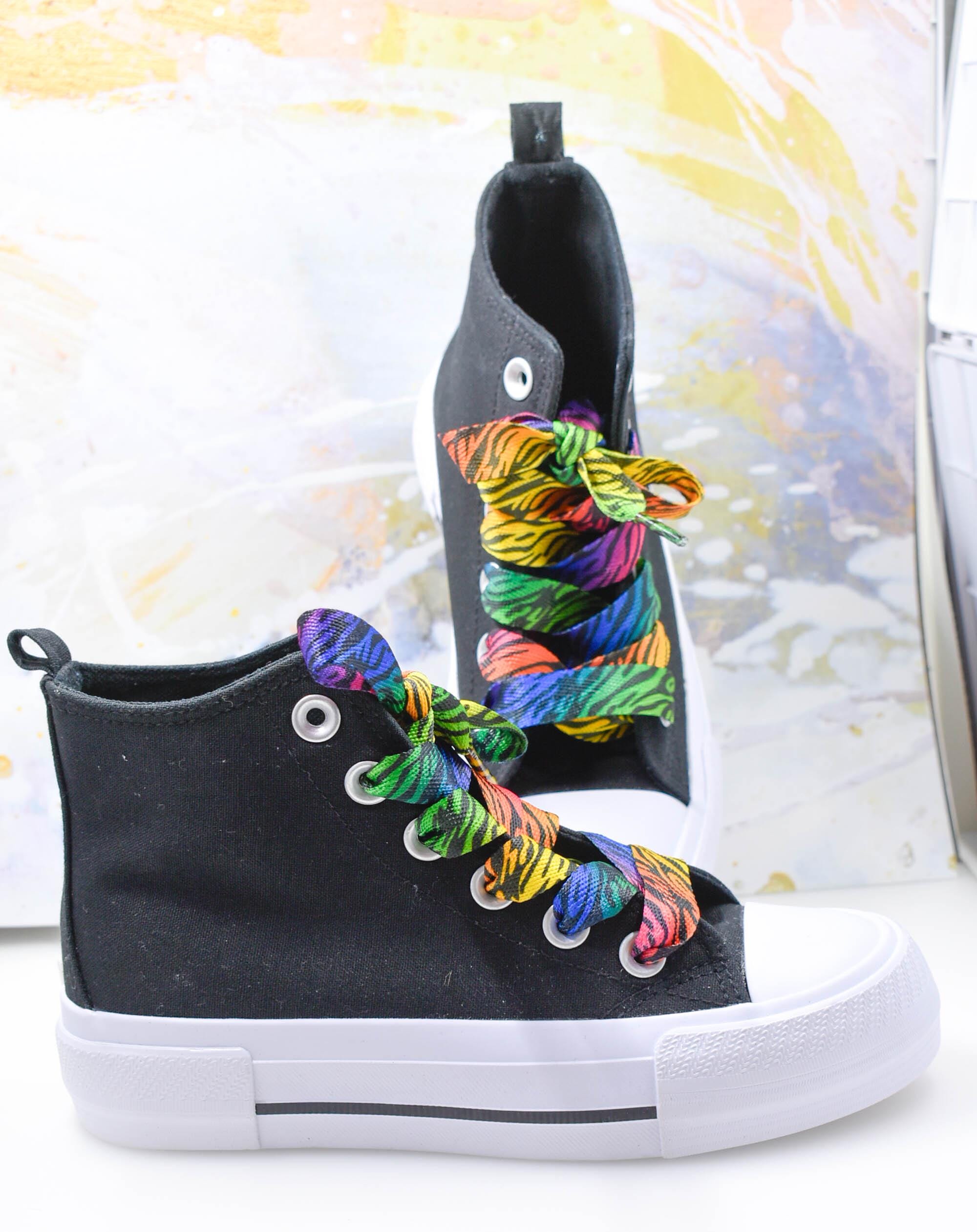 Fun Multicolor Zebra Animal Print Safari Style 14MM Shoelace Pair