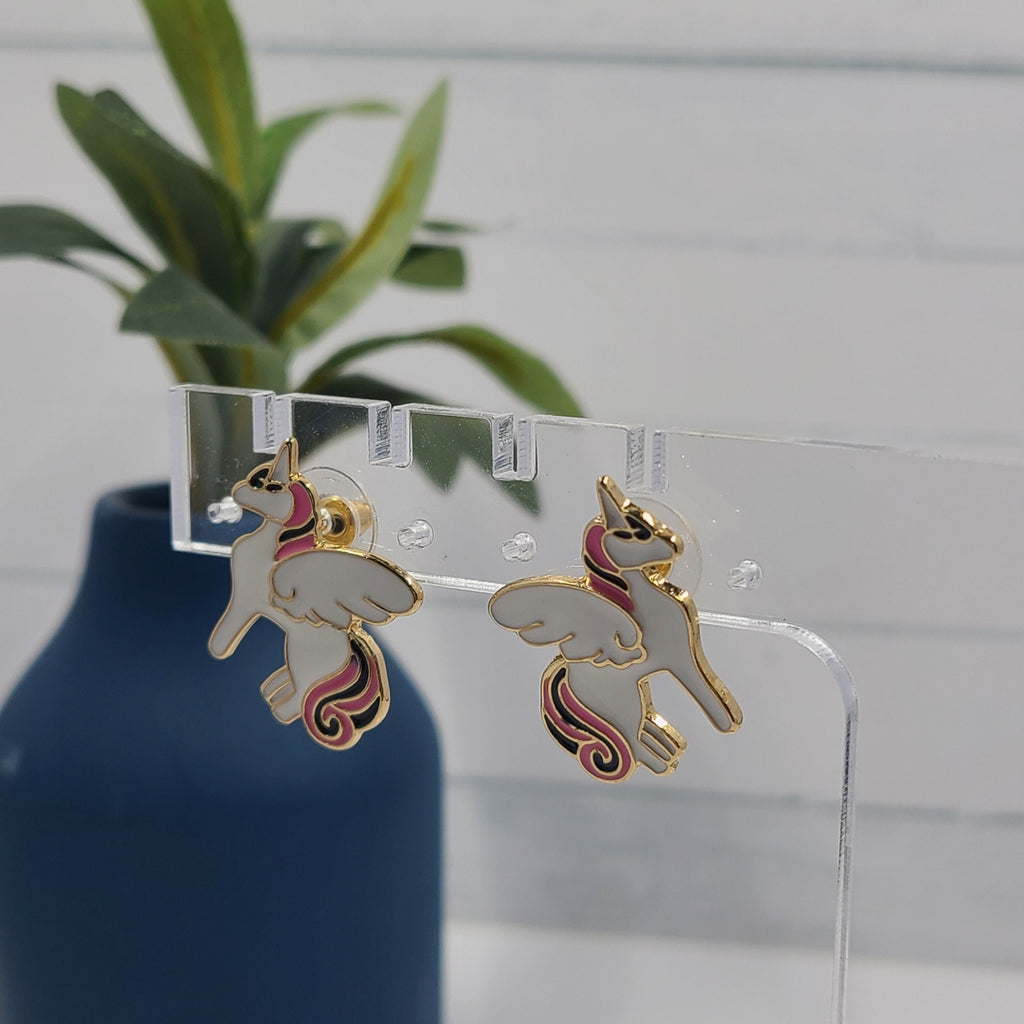 1" Small Dainty Girls Kids Teen Fantasy Winged Unicorn Stud Earrings Gifts Christmas Birthday