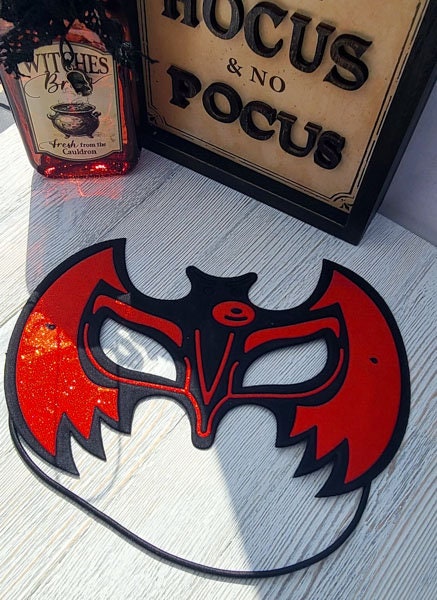 Red Bat Shimmery Felt Halloween Costume Party Kids Carnival Dress Up Mask