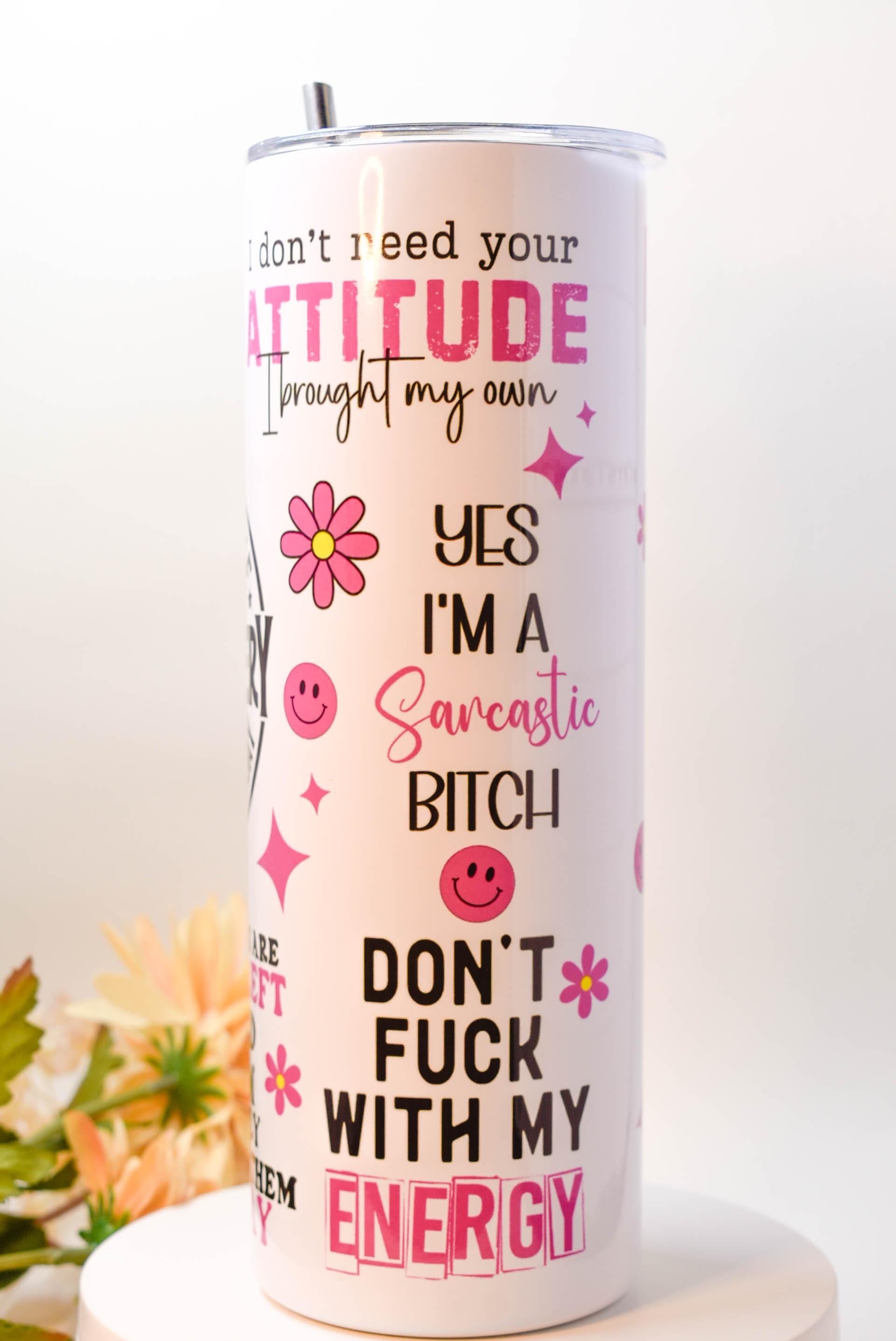 20oz Let's Keep the Dumbfuckery to a Minimum Today Travel Tumbler Cup with Lid and Metal Straw Sarcastic Tumbler Gifts Christmas Gift