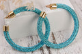 2.5" Ladies Bohemian Blue  Rhinestone Sparkle Wrap Pave Open Hoop Earrings Stone Accent Women Party Night Out