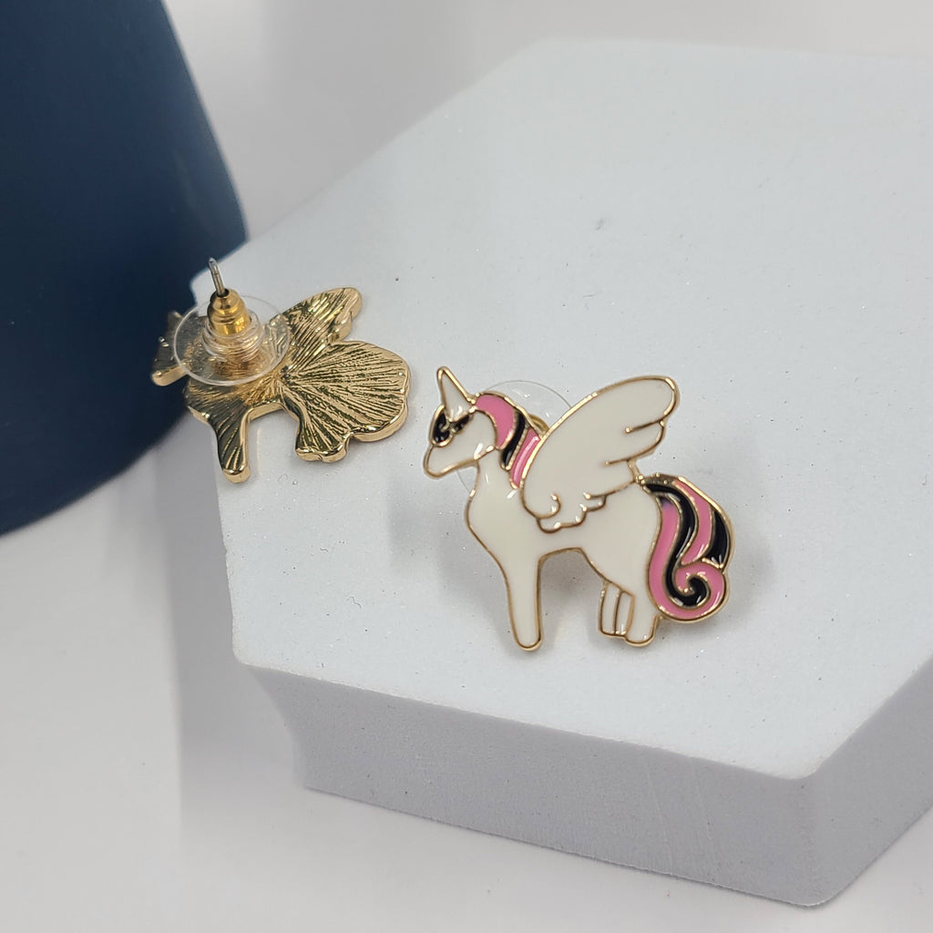 1" Small Dainty Girls Kids Teen Fantasy Winged Unicorn Stud Earrings Gifts Christmas Birthday