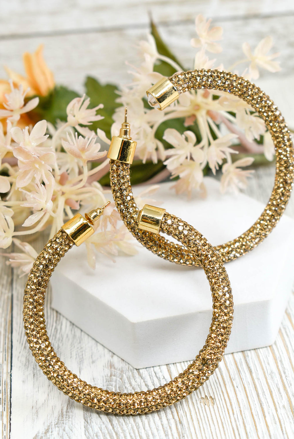 2.5" Ladies Bohemian Topaz Rhinestone Sparkle Wrap Pave Open Hoop Earrings Stone Accent Women Party Night Out