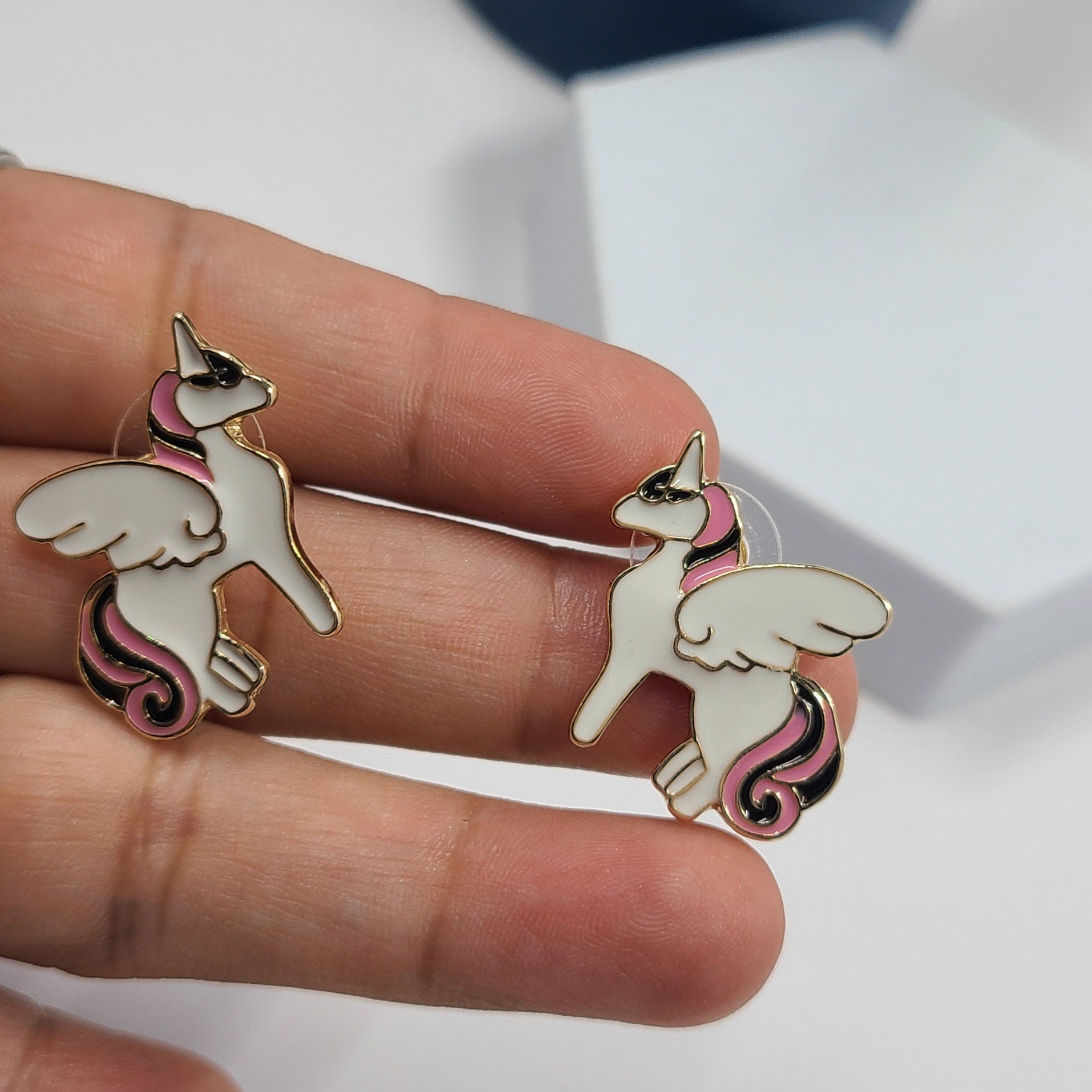 1" Small Dainty Girls Kids Teen Fantasy Winged Unicorn Stud Earrings Gifts Christmas Birthday