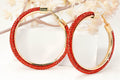 2.5" Large Red Bling Diva Pave Resin Set Rhinestone Hoop Earrings Women Party Night Out