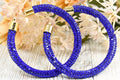 2.5" Ladies Bohemian Royal Blue Rhinestone Sparkle Wrap Pave Open Hoop Earrings Stone Accent Women Party Night Out