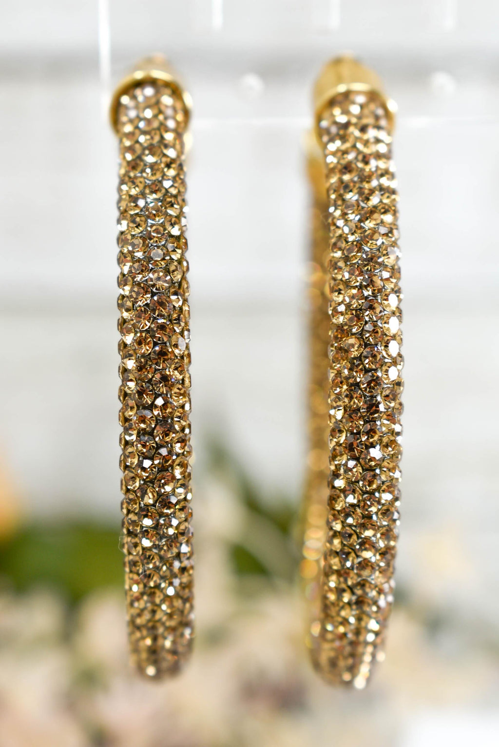 2.5" Ladies Bohemian Topaz Rhinestone Sparkle Wrap Pave Open Hoop Earrings Stone Accent Women Party Night Out