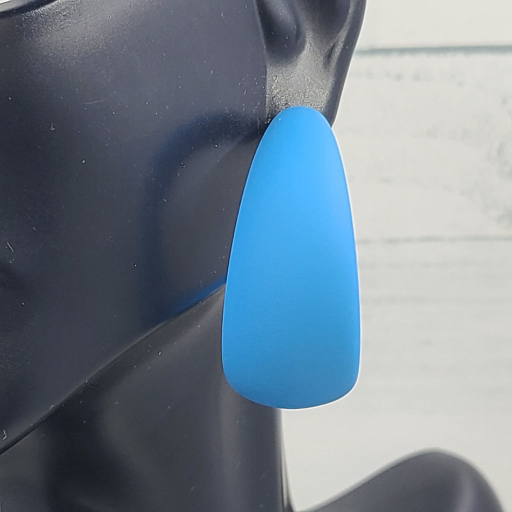 Blue 80's Retro Smooth Matte Texture 1.5" Semi Wide Fashion Hoop Earrings