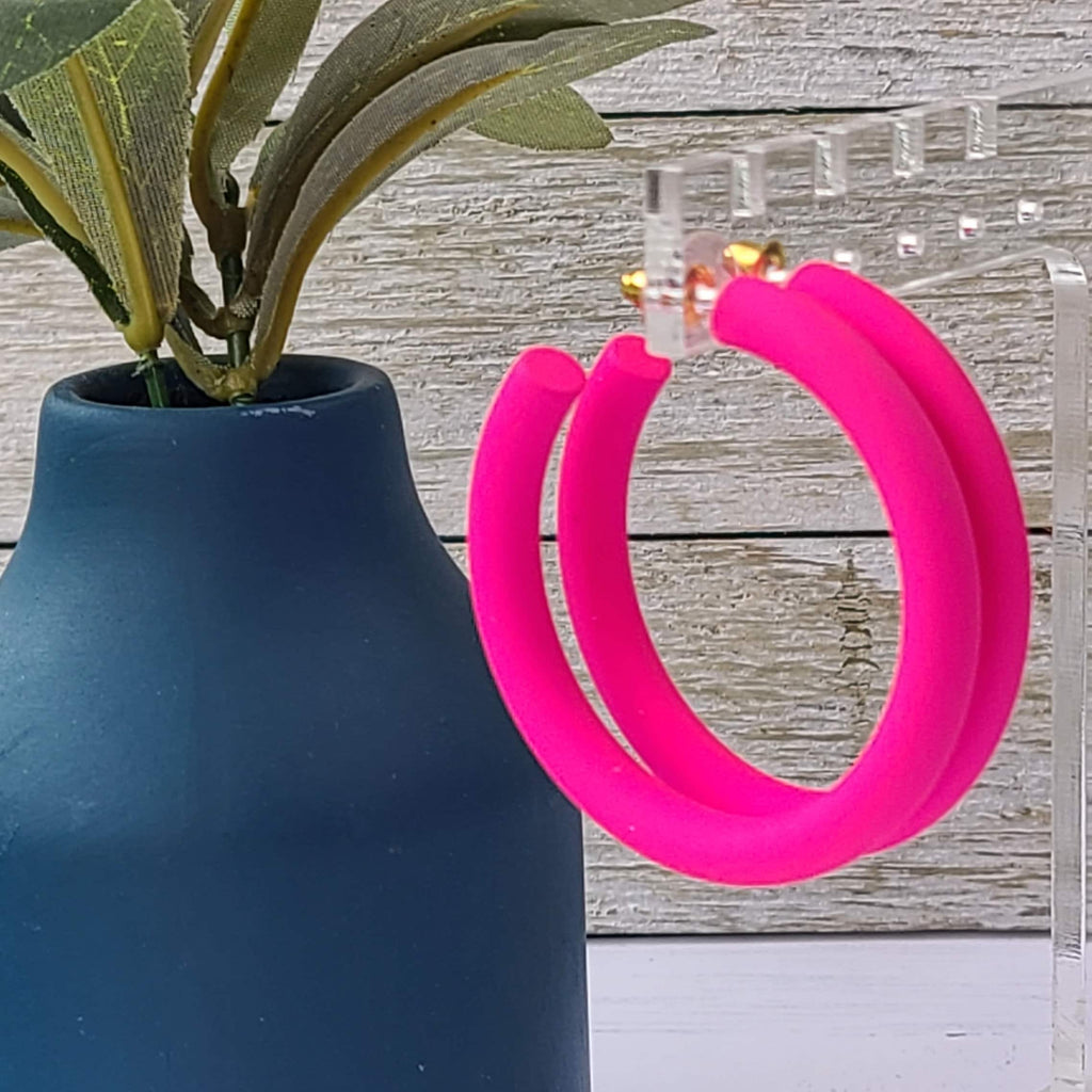 Summer Statement Boho Retro 70's 80's Smooth Matte Tube Metal Hoop Earrings