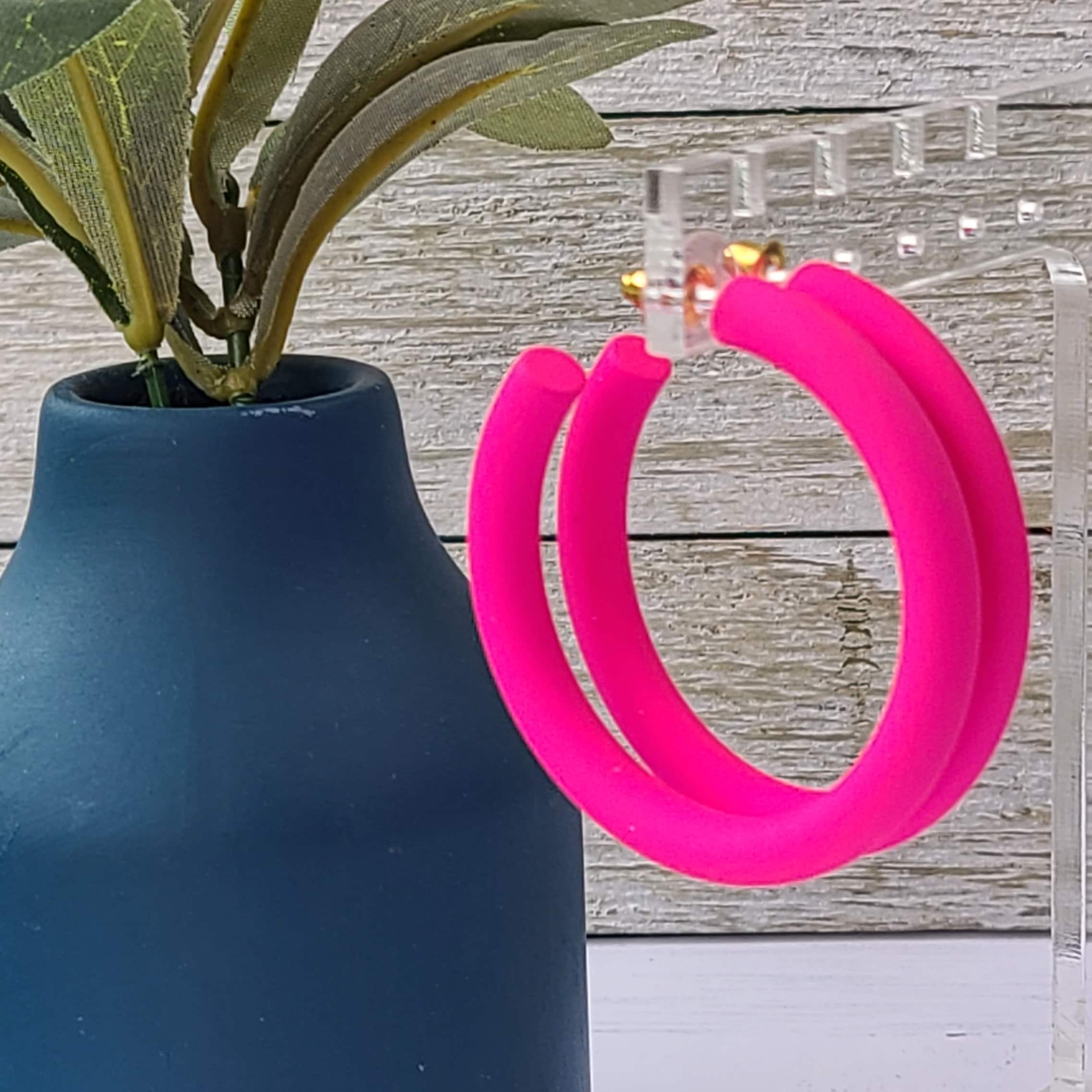 Summer Statement Boho Retro 70's 80's Smooth Matte Tube Metal Hoop Earrings