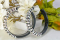Black 5 Row Bling Statement Acrylic Lucite AB/Clear Rhinestones 2.5" Women's Hoop Earrings Pageant Weddings Night Out Diva Pageant